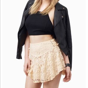 Cream Lace Mini Skirt